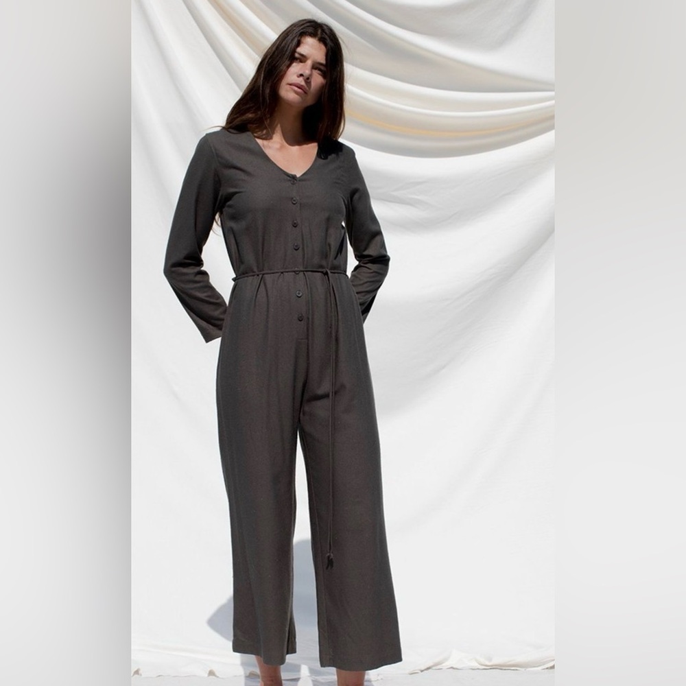 OZMA Cypress Raw Silk Long Sleeve Jumpsuit